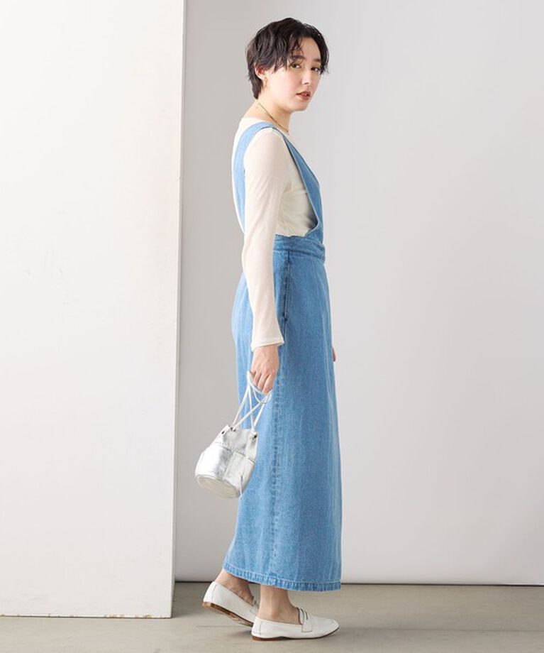 Rie Miller「【RM denim】ワンショルダーデニムジャンパースカート」|ワンピース|
