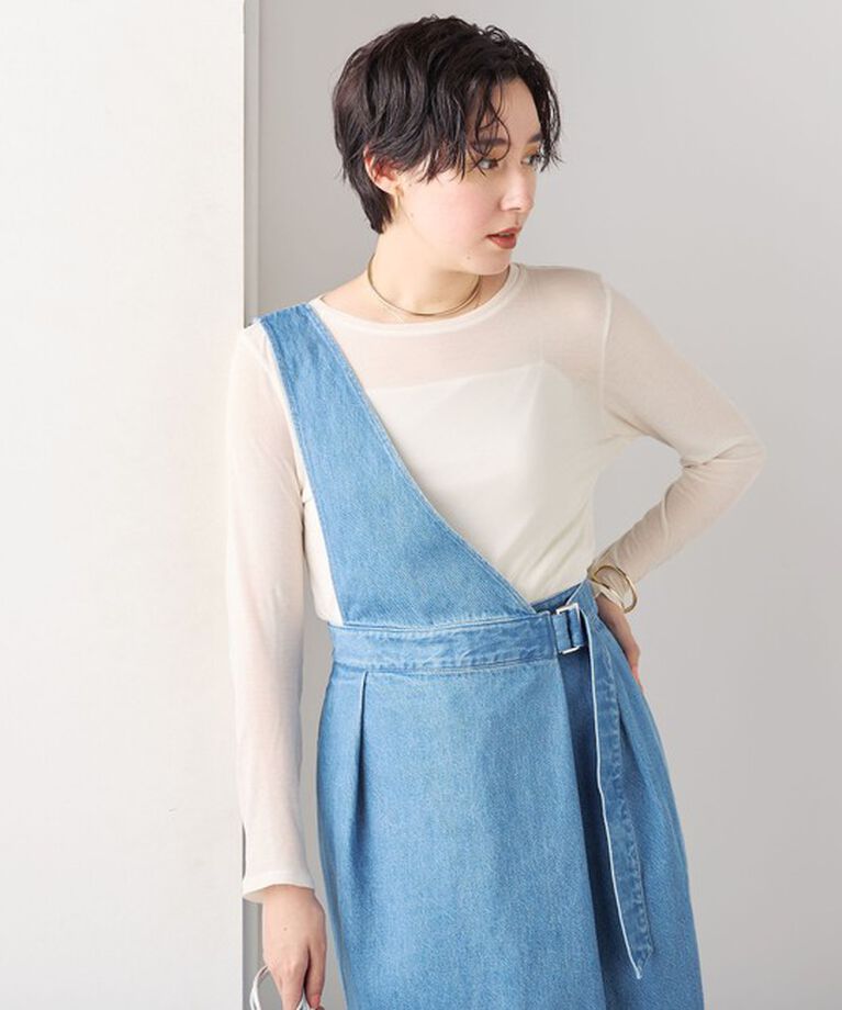 Rie Miller「【RM denim】ワンショルダーデニムジャンパースカート」|ワンピース|