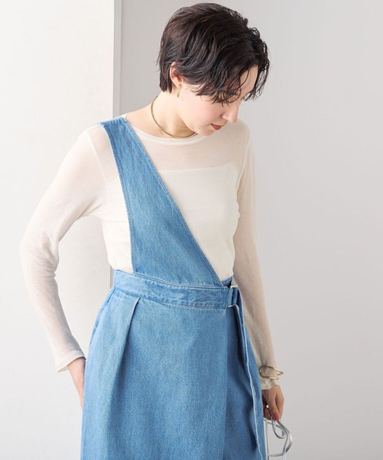 Rie Miller「【RM denim】ワンショルダーデニムジャンパースカート」|ワンピース|