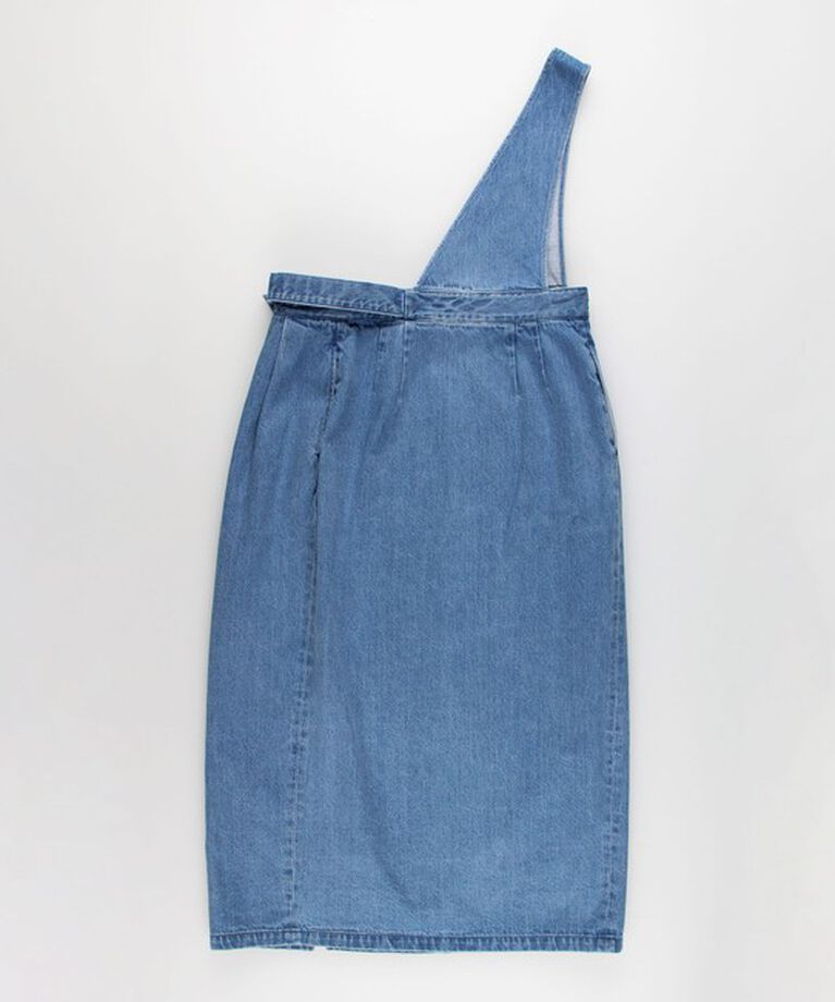 Rie Miller「【RM denim】ワンショルダーデニムジャンパースカート」|ワンピース|