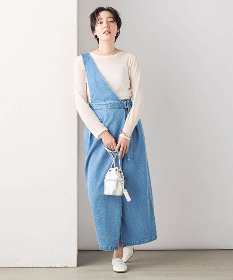 Rie Miller「【RM denim】ワンショルダーデニムジャンパースカート」|ワンピース|