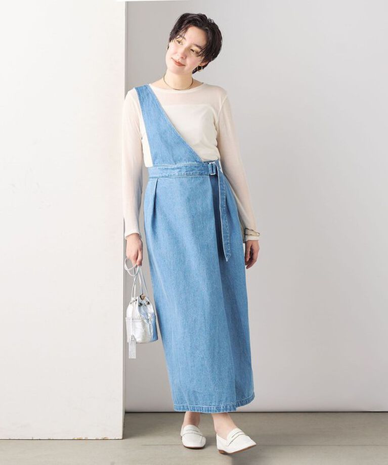 Rie Miller「【RM denim】ワンショルダーデニムジャンパースカート」|ワンピース|