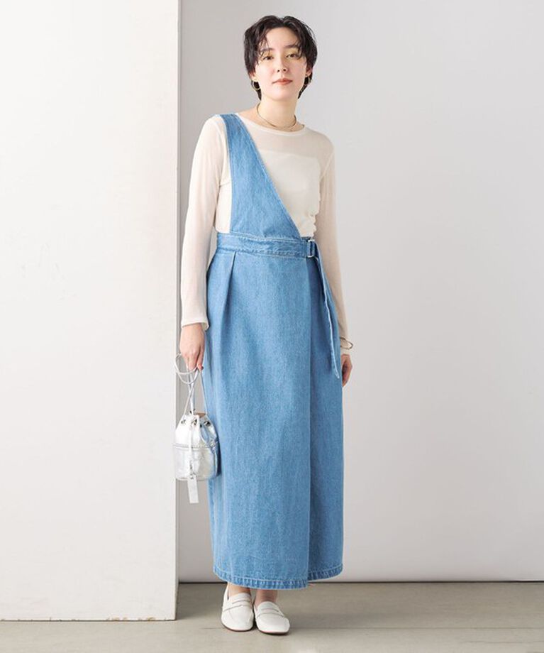 Rie Miller「【RM denim】ワンショルダーデニムジャンパースカート」|ワンピース|