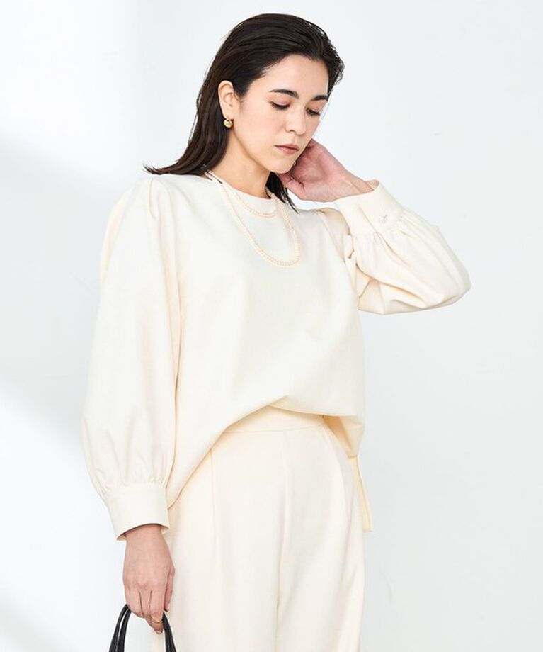 NOLLEY'S「《セットアップ対応》ウォッシャブルウール調サージストレッチブラウス」|シャツ・ブラウス|オフホワイト