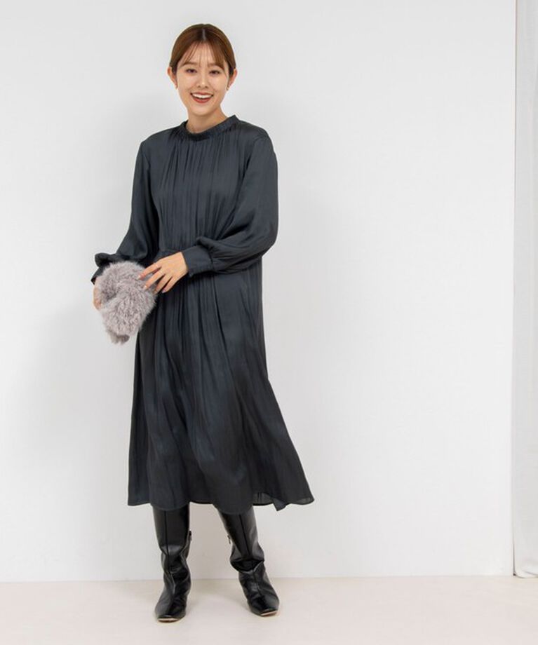 NOLLEY'S sophi「ウォッシャブル割織サテンギャザーワンピース」|ワンピース|