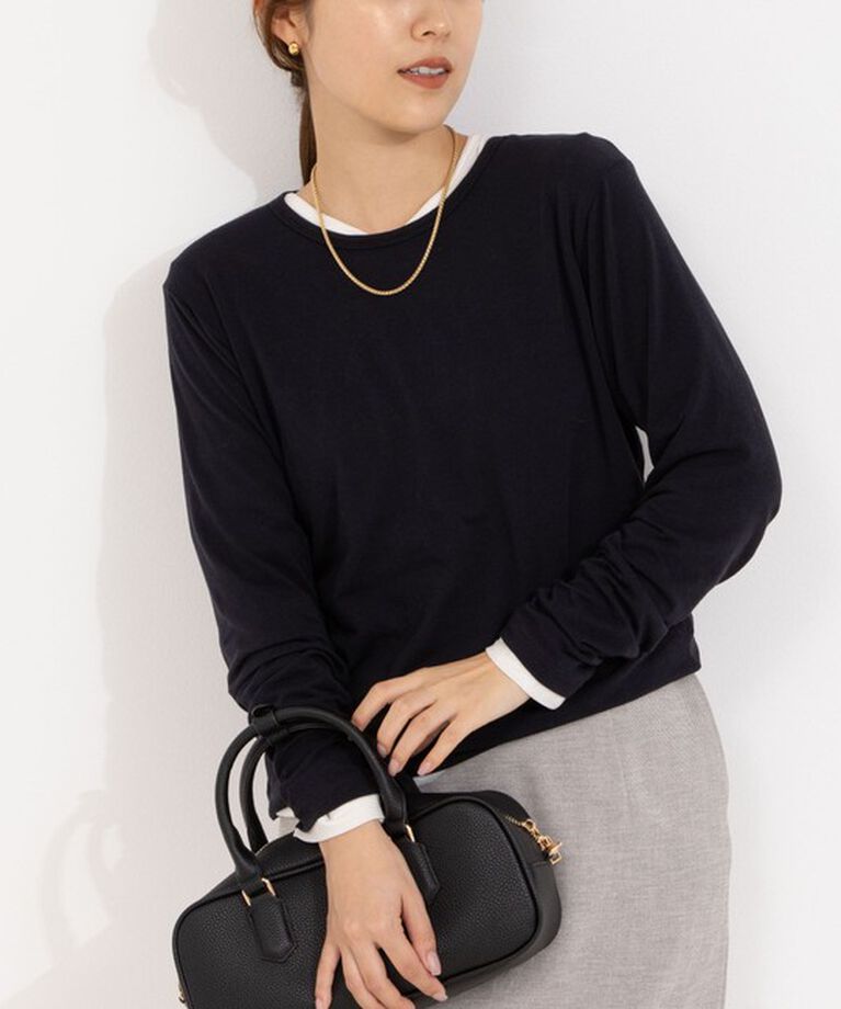Rie Miller「【追加】シアーストレッチロンT」|Tシャツ・カットソー|ネイビー