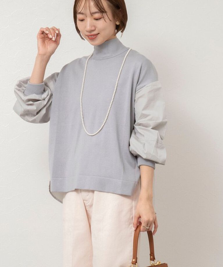 NOLLEY'S「《手洗い可能》ニット×布帛プルオーバー」|ニット・セーター|