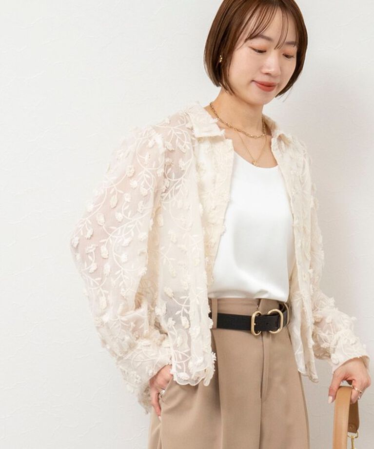 NOLLEY'S「ウォッシャブルチュール刺繍衿付きブラウス」|シャツ・ブラウス|