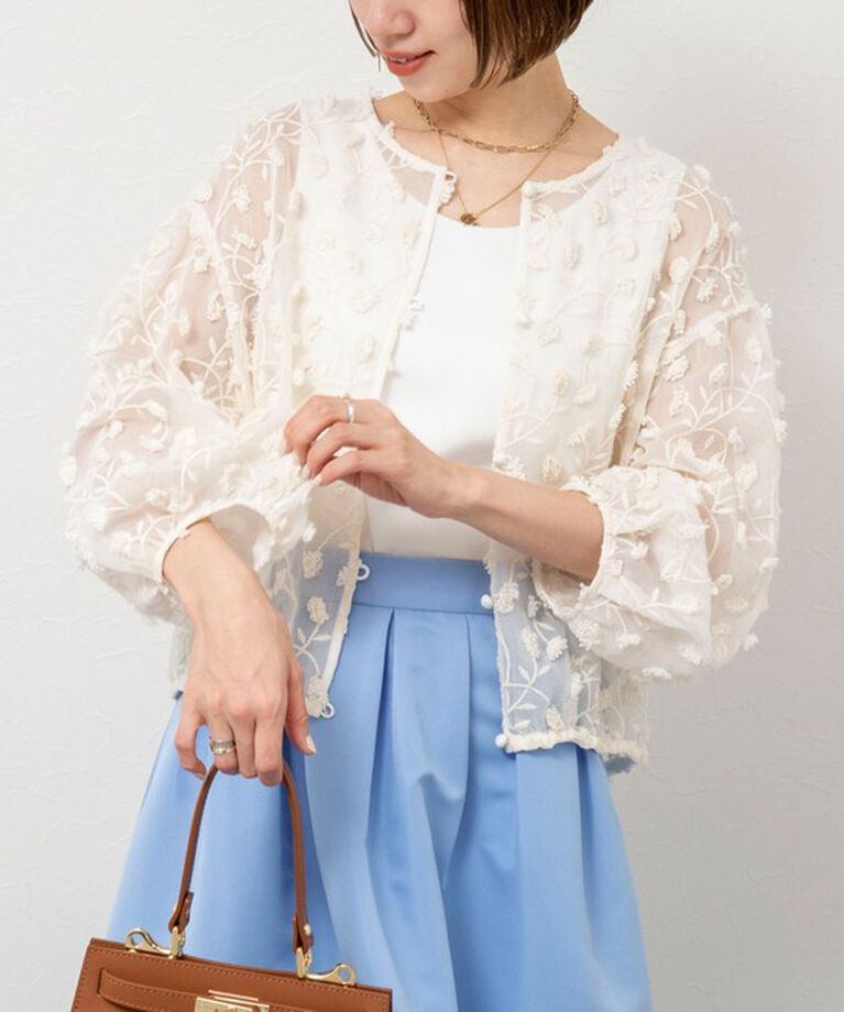 NOLLEY'S「ウォッシャブルチュール刺繍羽織ブラウス」|シャツ・ブラウス|キナリ