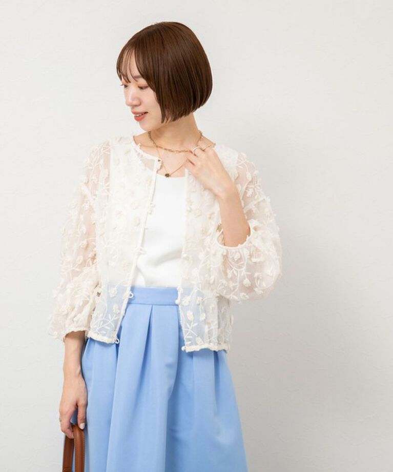 NOLLEY'S「ウォッシャブルチュール刺繍羽織ブラウス」|シャツ・ブラウス|