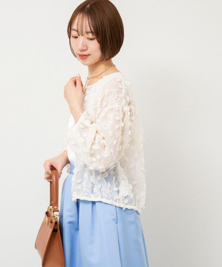 NOLLEY'S「ウォッシャブルチュール刺繍羽織ブラウス」|シャツ・ブラウス|