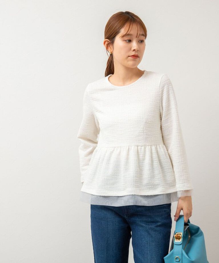 NOLLEY'S「ツイーディージャージペプラムプルオーバーカットソー」|Tシャツ・カットソー|
