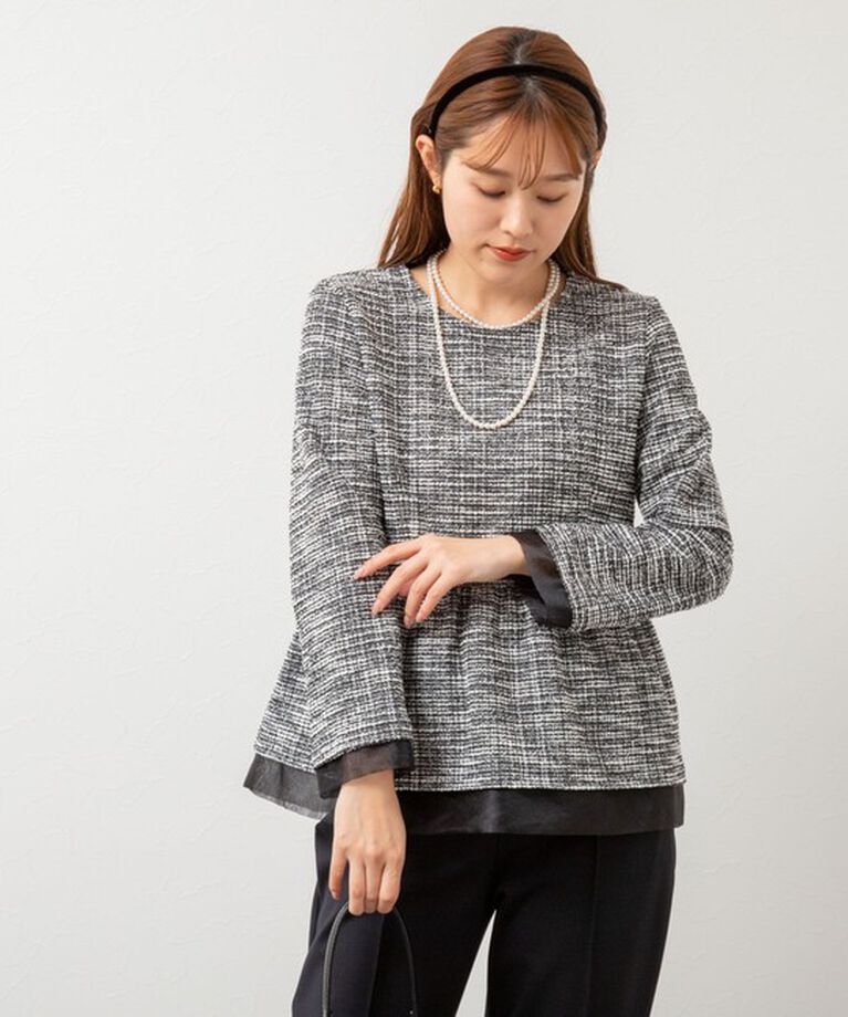 NOLLEY'S「ツイーディージャージペプラムプルオーバーカットソー」|Tシャツ・カットソー|