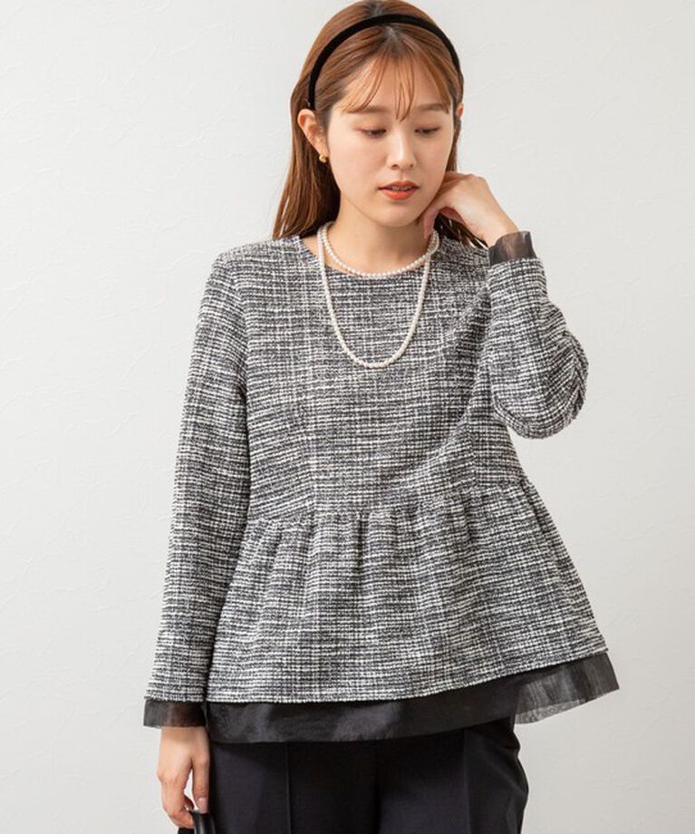 NOLLEY'S「ツイーディージャージペプラムプルオーバーカットソー」|Tシャツ・カットソー|