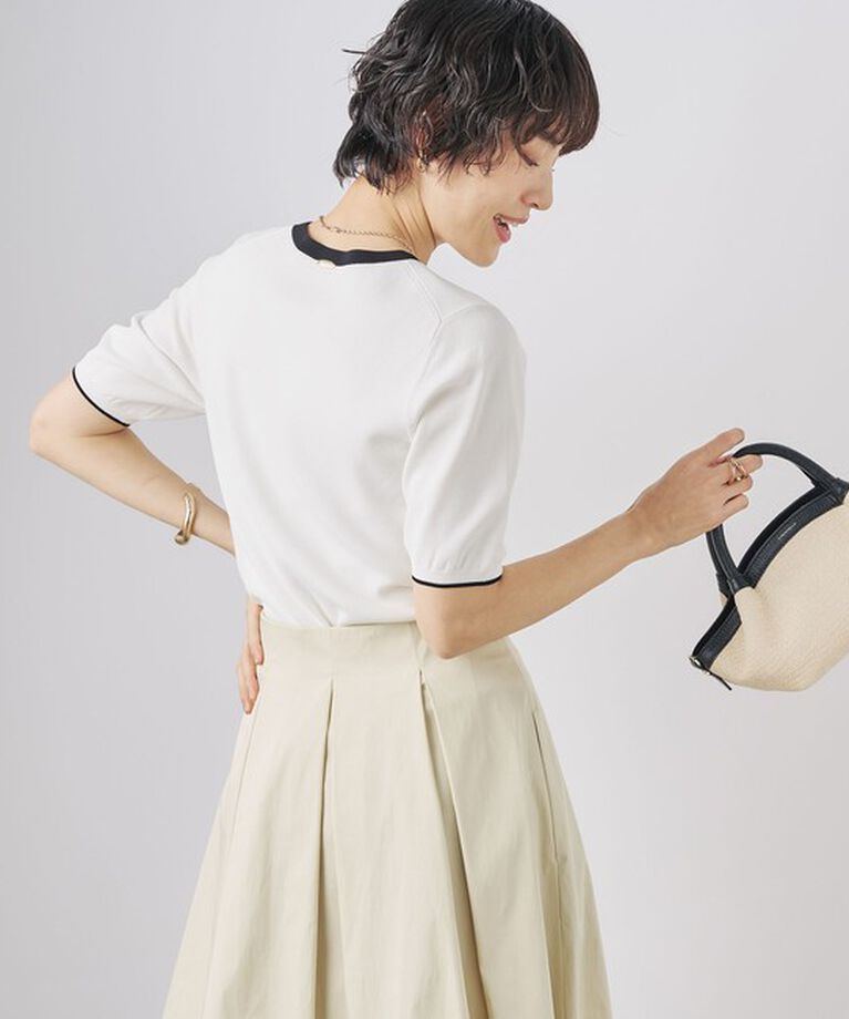 NOLLEY'S sophi「《アンサンブル対応》《手洗い可能》マルチファンクション総針ショートスリーブプルオーバーニット」|ニット・セーター|