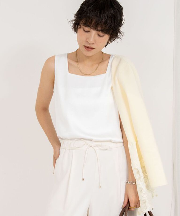 NOLLEY'S「《手洗い可能》サテン×ベア天2WAYタンクトップ」|タンクトップ|