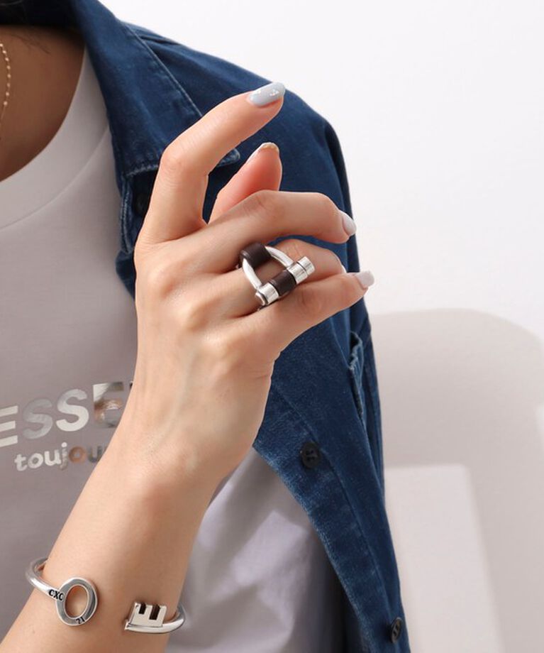 NOLLEY'S「【CXC /シーエックスシー】leather combi ringレザーコンビリング」|リング|