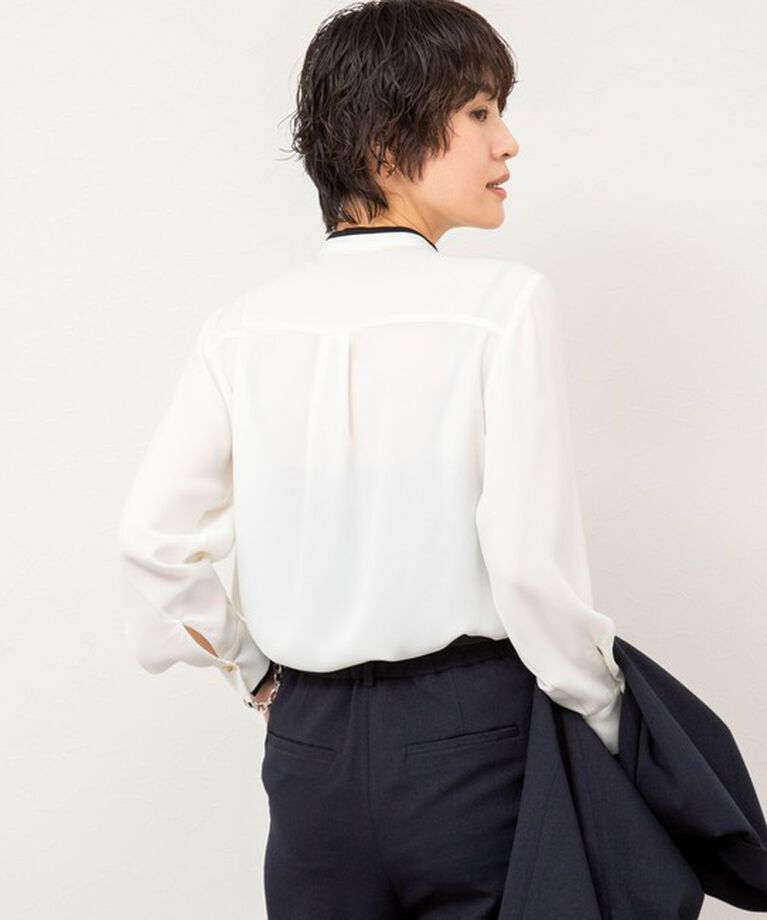 NOLLEY'S「ストレッチジョーゼットボウタイ風ブラウス」|シャツ・ブラウス|