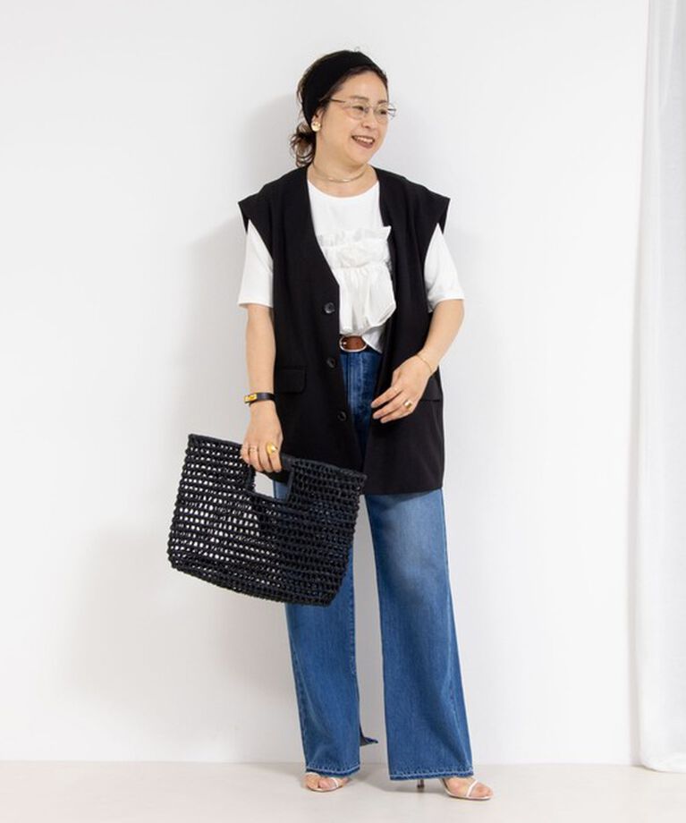 Rie Miller「《セットアップ対応》【PR林☆別注アイテム】ウォッシャブルエアーシャークジレ」|ベスト・ジレ|