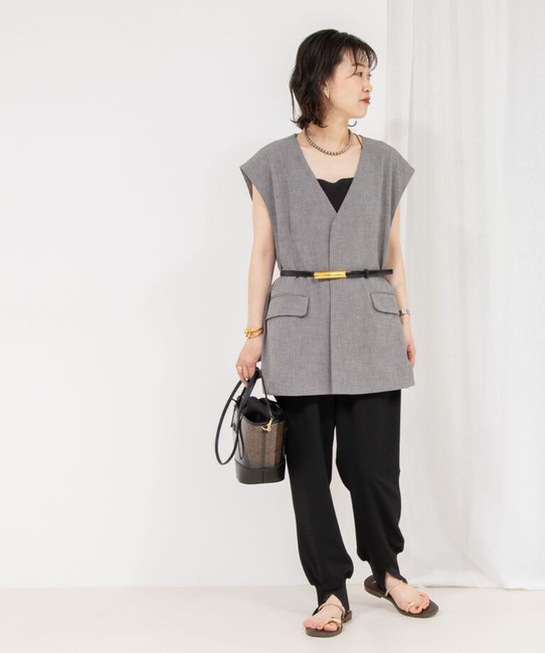 Rie Miller「《セットアップ対応》【PR林☆別注アイテム】ウォッシャブルエアーシャークジレ」|ベスト・ジレ|