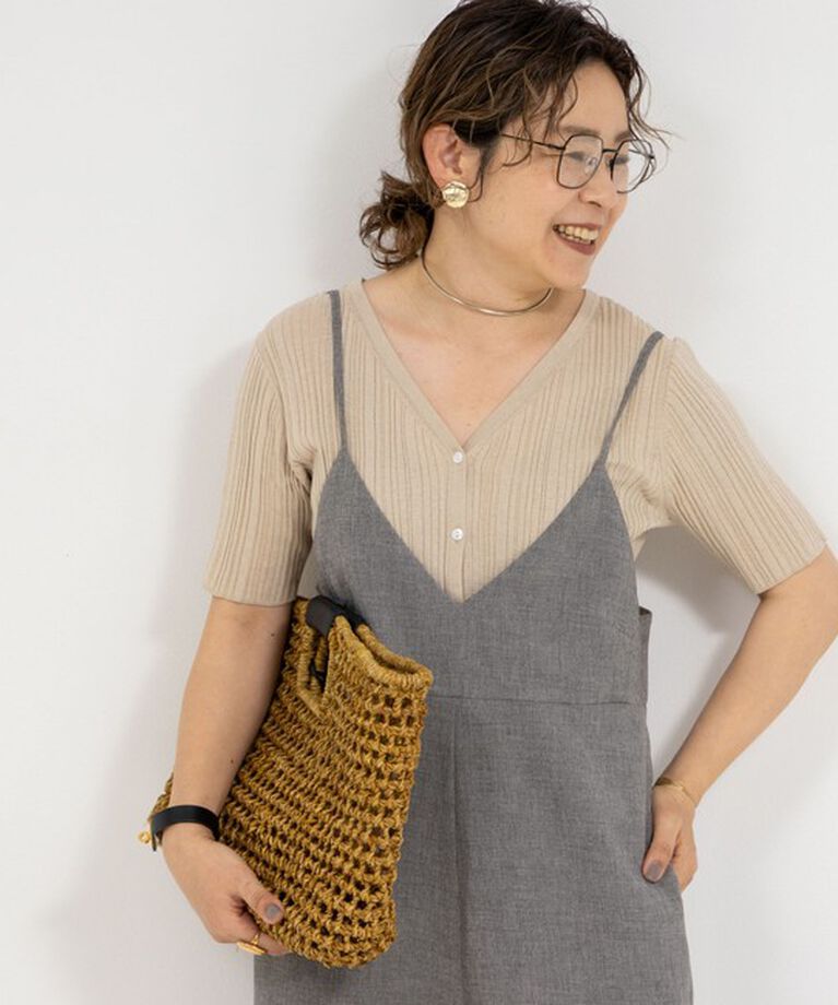 Rie Miller「《手洗い可能》ランダムテレコ2WAYカーディガン」|カーディガン|