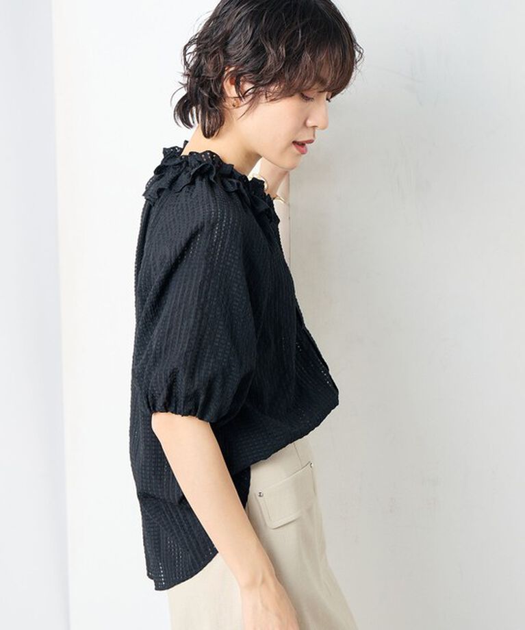 NOLLEY'S sophi「サッカーチェックフリルネックブラウス」|シャツ・ブラウス|
