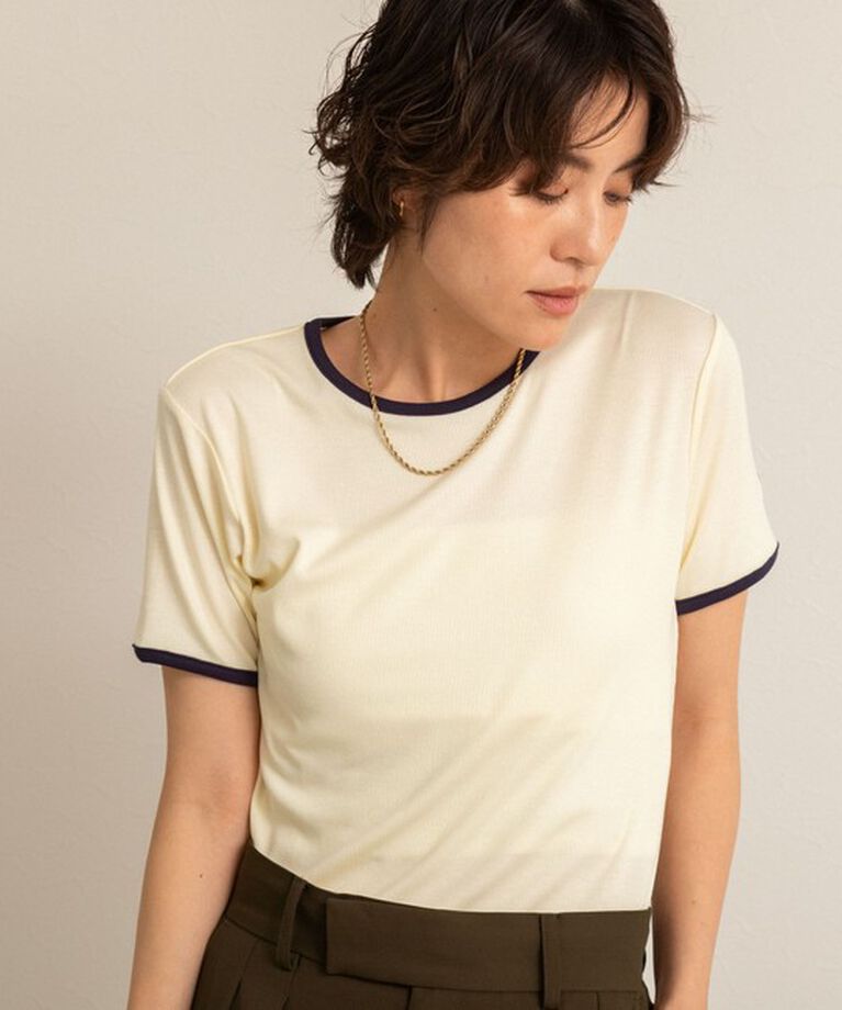 NOLLEY'S「【MAQWEL/マクウェル】リンガーリブ半袖Tシャツ」|Tシャツ・カットソー|