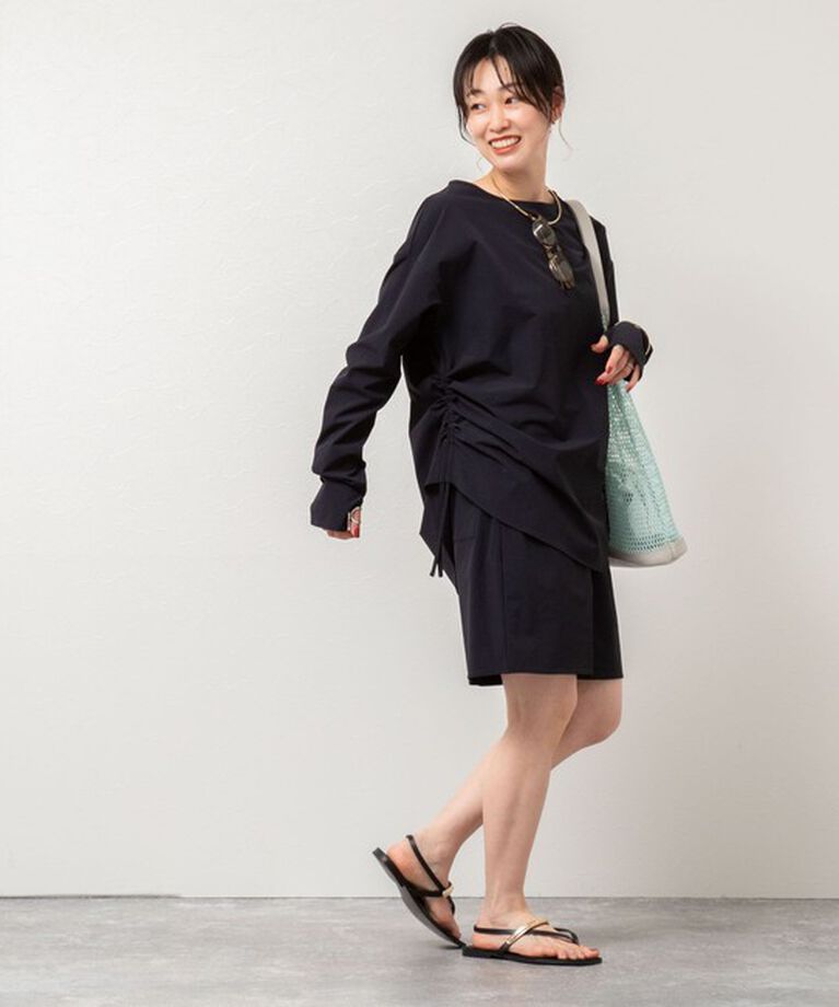 NOLLEY'S「《高機能/セットアップ対応》ウォッシャブルラッシュガードボートネックシャツ」|シャツ・ブラウス|