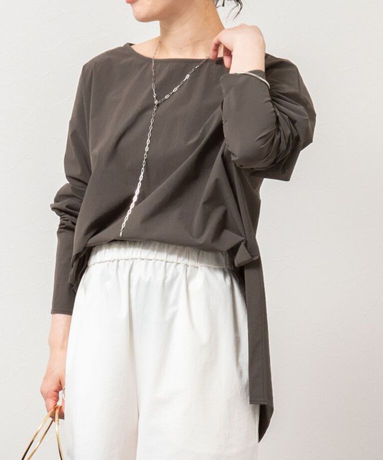 NOLLEY'S「《高機能/セットアップ対応》ウォッシャブルラッシュガードボートネックシャツ」|シャツ・ブラウス|チャコールグレー