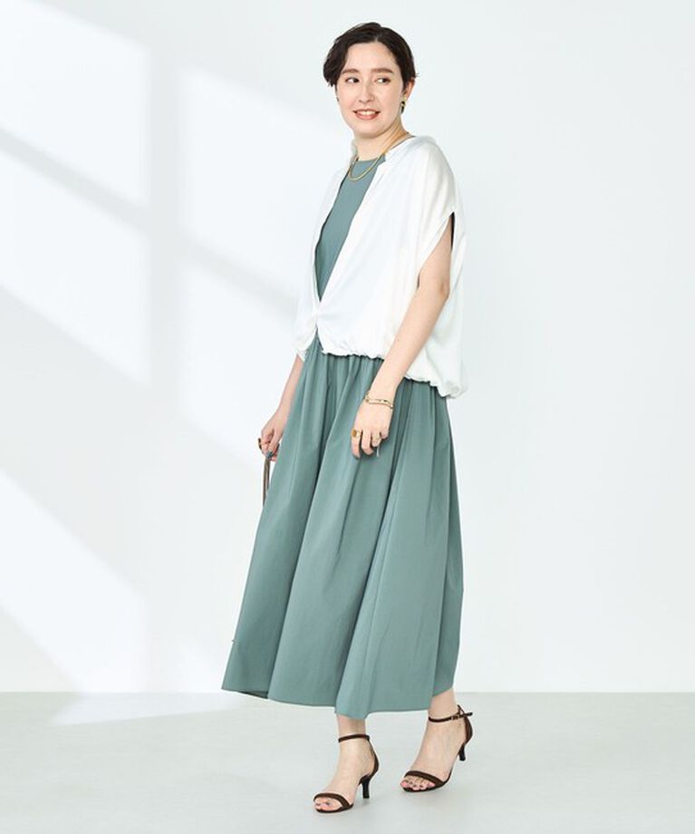 NOLLEY'S「撥水ストレッチタフタギャザーワンピース」|ワンピース|