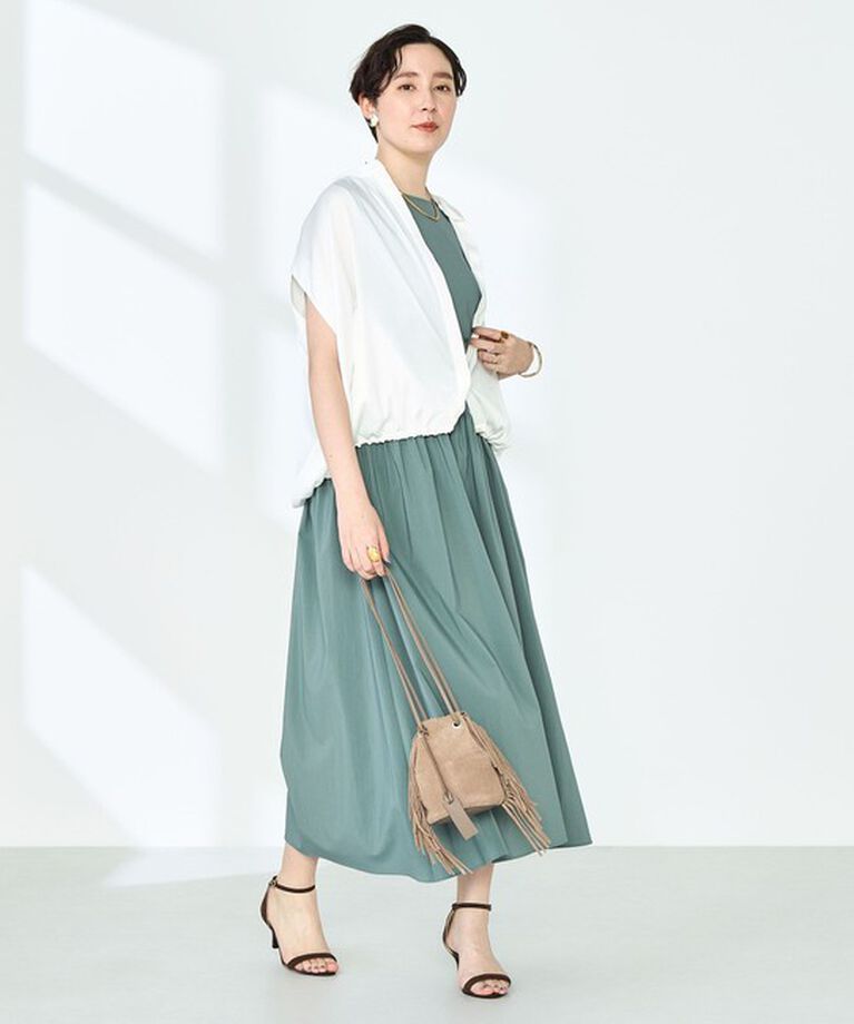 NOLLEY'S「撥水ストレッチタフタギャザーワンピース」|ワンピース|