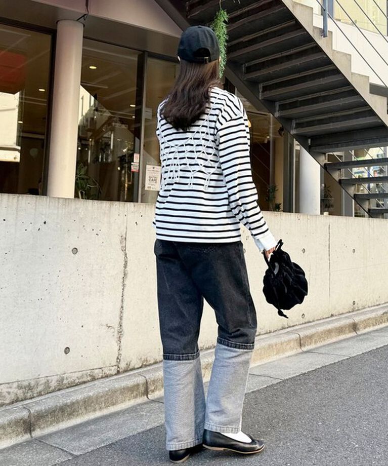 fredy emue「袖ドット釦ボーダープルオーバー」|Tシャツ・カットソー|