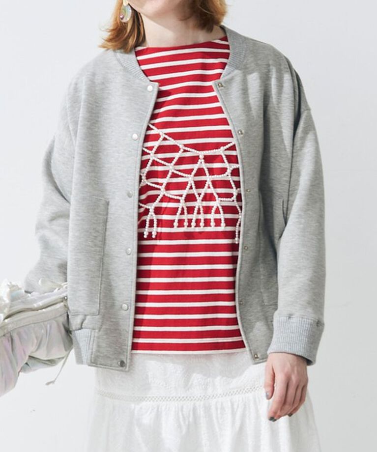 fredy emue「袖ドット釦ボーダープルオーバー」|Tシャツ・カットソー|
