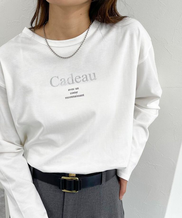 fredy emue「箔プリントシルケットロンTシャツ」|Tシャツ・カットソー|オフホワイト