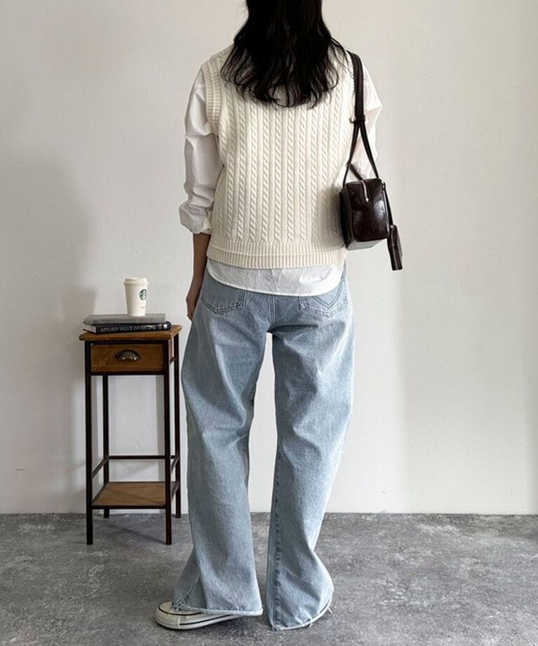 fredy emue「FR刺繍ケーブル柄ニットベスト」|ベスト・ジレ|