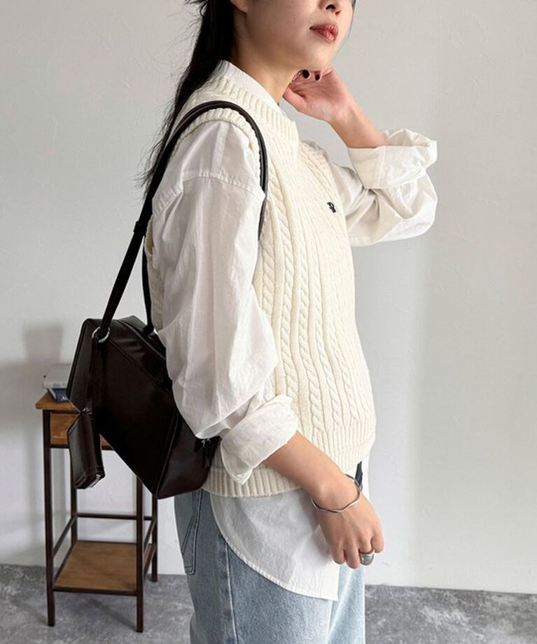 fredy emue「FR刺繍ケーブル柄ニットベスト」|ベスト・ジレ|
