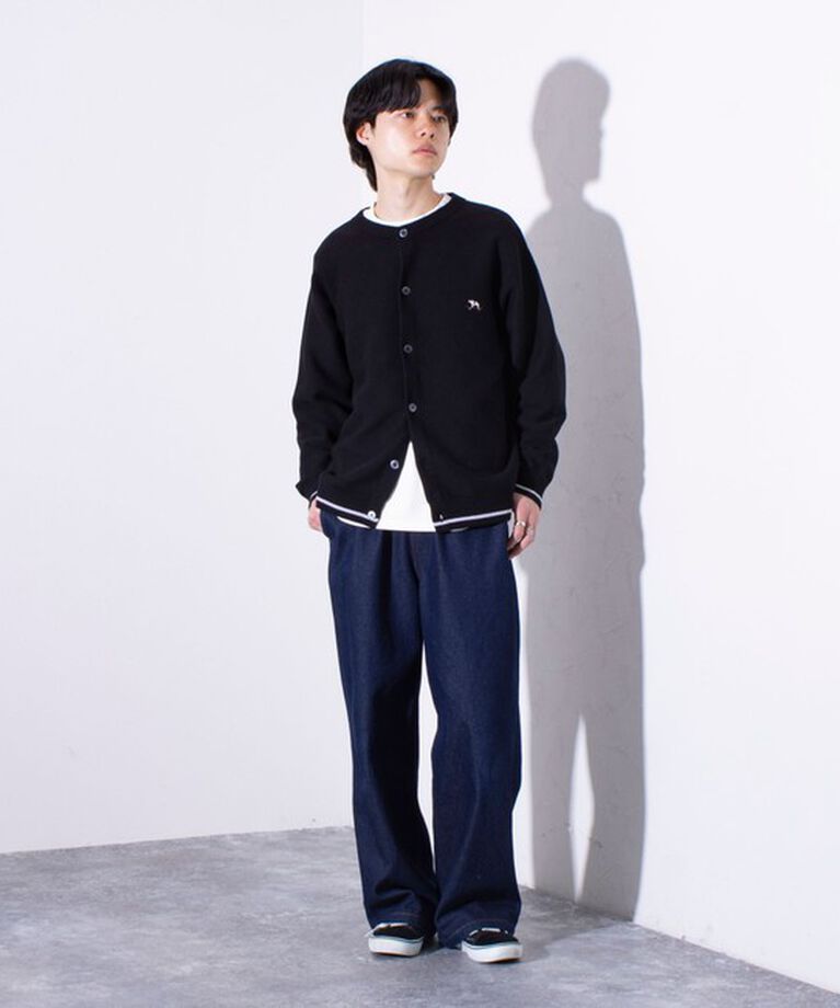 GLOSTER「【GLOSTER/グロスター】フレンチブルドッグ刺繍 クルーネックカーディガン ワンポイント」|カーディガン|