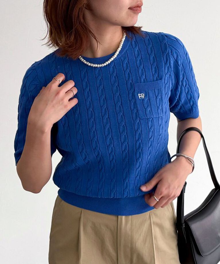fredy emue「FR刺繍ケーブル柄ポケ付きプルオーバー」|ニット・セーター|