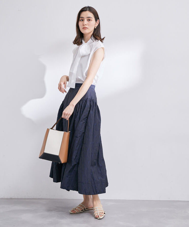 ROPE「【雑誌掲載】【洗える】前後2WAYフレンチスリーブボウタイブラウス/セットアップ対応」|シャツ・ブラウス|
