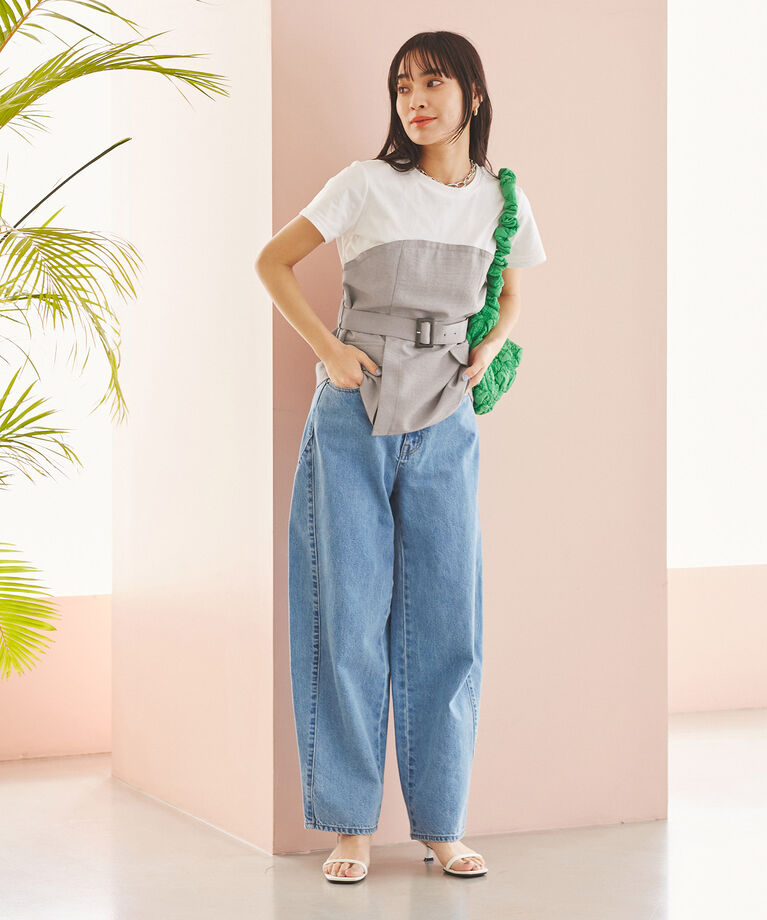 VIS「【接触冷感・洗える】美easyコルセットドッキングプルオーバー」|Tシャツ・カットソー|