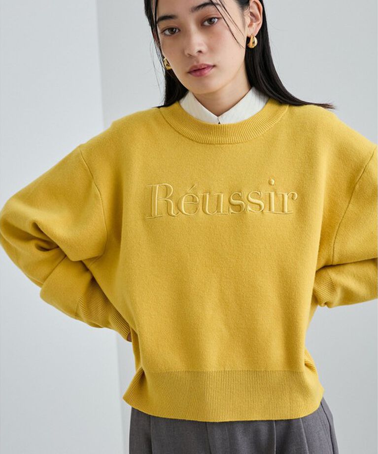 VIS「スウェットライク刺繍ロゴニットプルオーバー」|ニット・セーター|イエロー