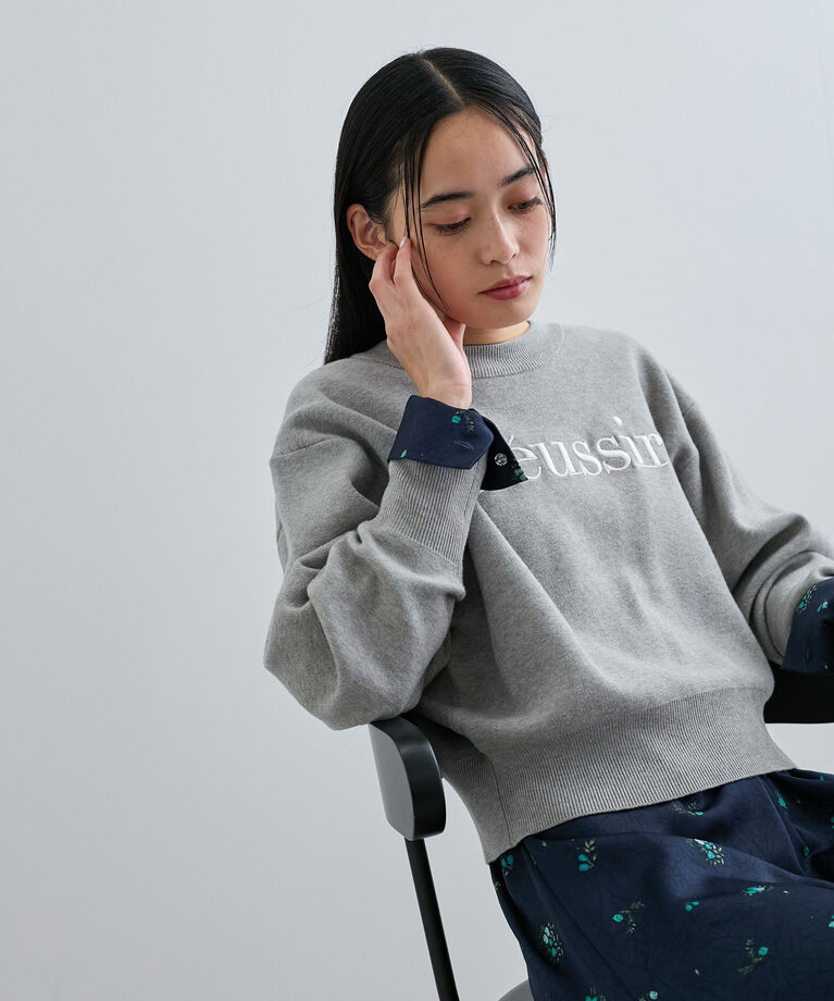 VIS「スウェットライク刺繍ロゴニットプルオーバー」|ニット・セーター|