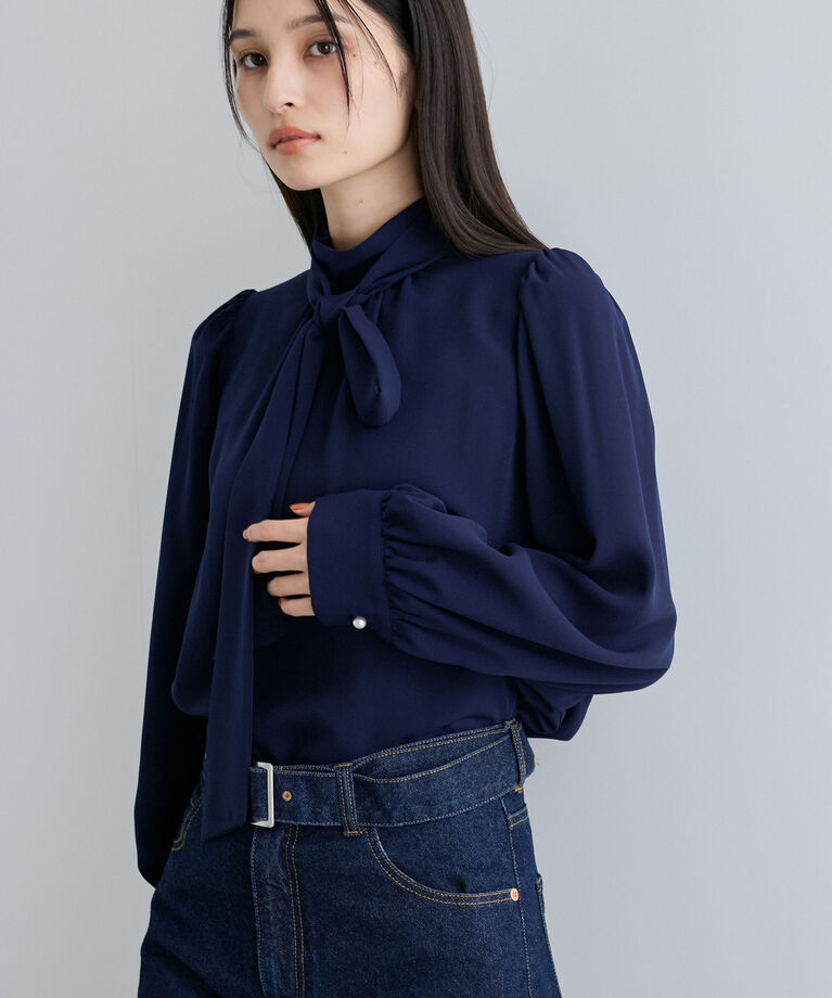 VIS「【マルチWAY】ボウタイブラウス【WEB限定】」|シャツ・ブラウス|ネイビー(40)