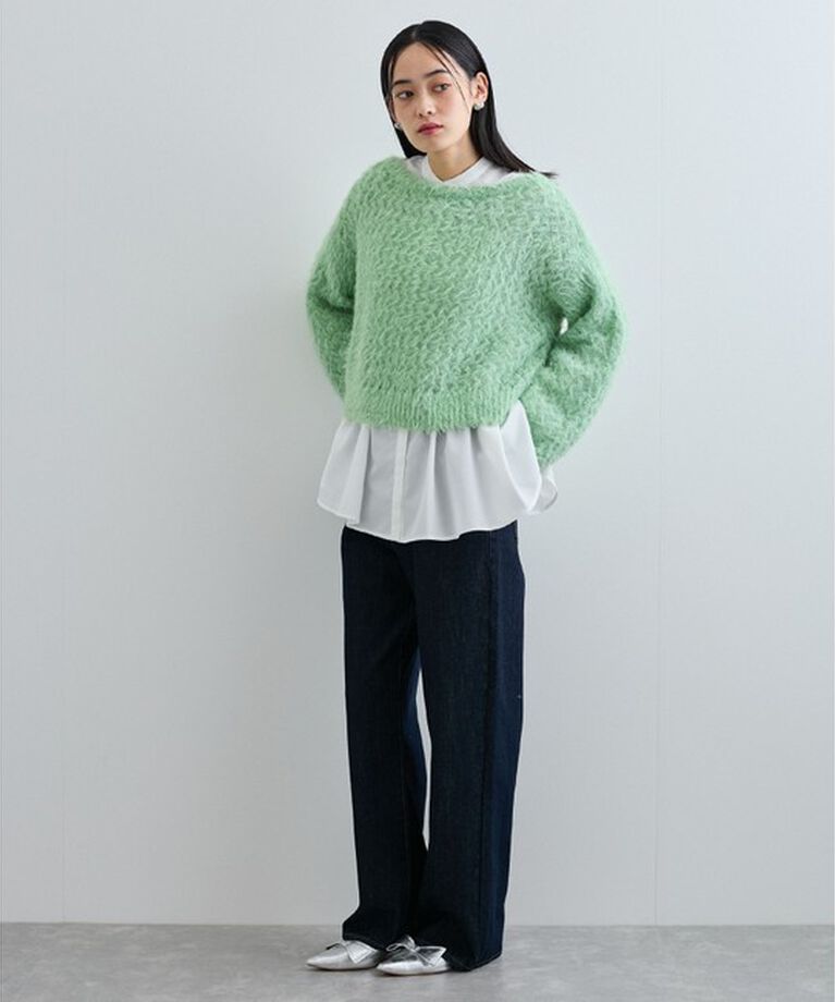 VIS「キラッと華やか！透かし柄シャギーニットプルオーバー」|ニット・セーター|