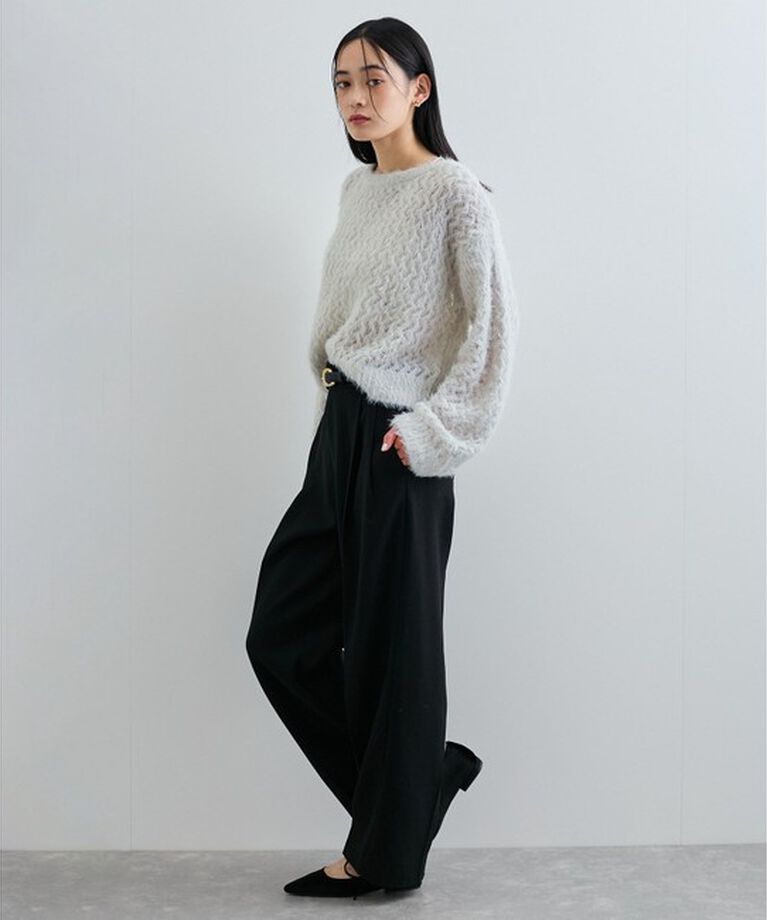 VIS「キラッと華やか！透かし柄シャギーニットプルオーバー」|ニット・セーター|