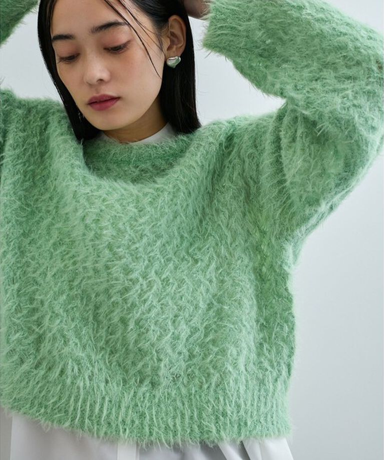 VIS「キラッと華やか！透かし柄シャギーニットプルオーバー」|ニット・セーター|