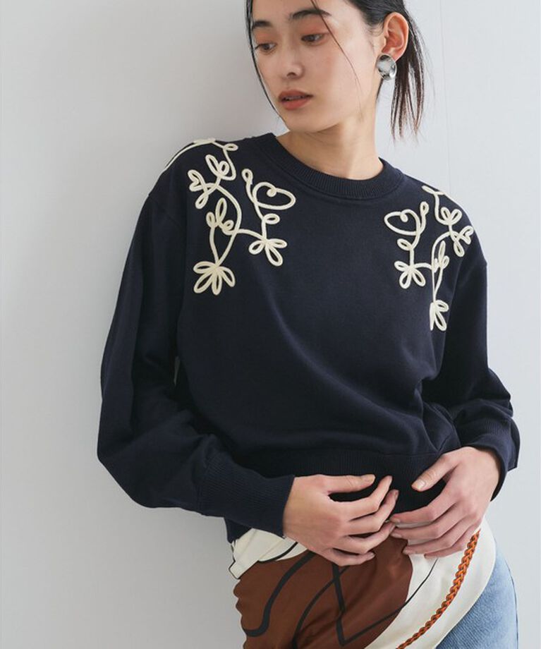 VIS「リーフコード刺繍ニットプルオーバー」|ニット・セーター|