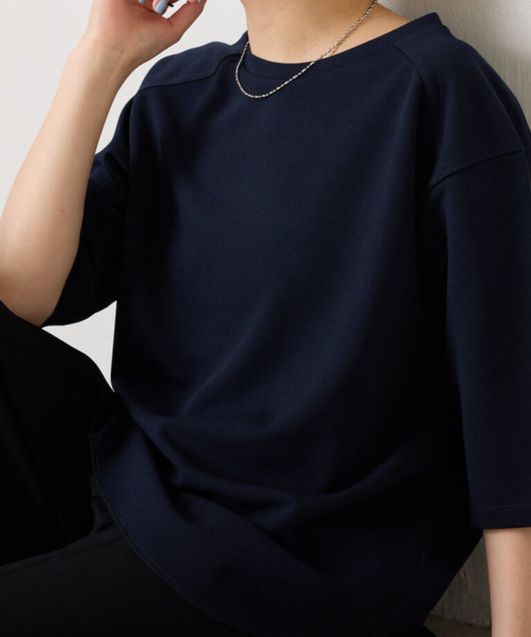  「ハーフスリーブジョーゼット半袖T」|Tシャツ・カットソー|ネイビー