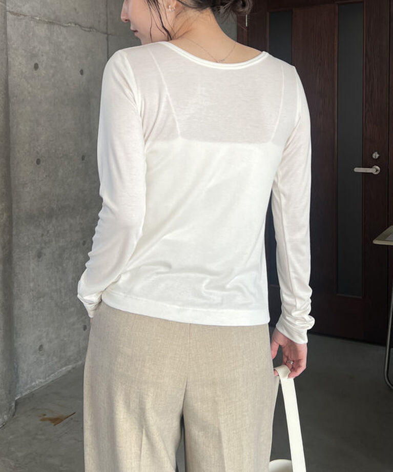  「アシメボタンカーデ風ロンT」|Tシャツ・カットソー|