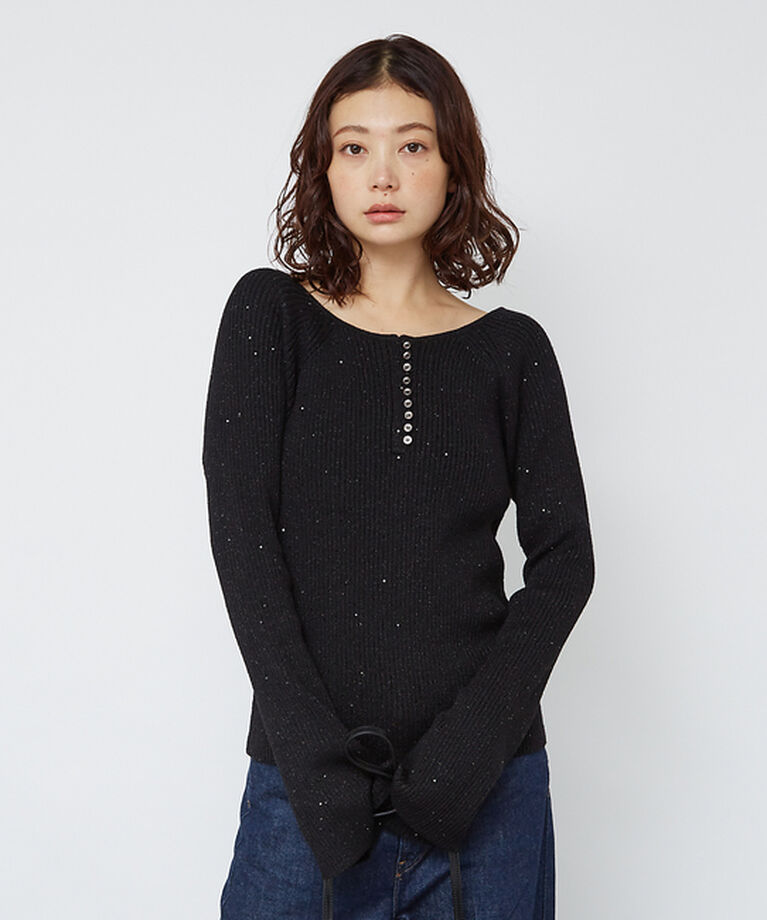 Rouge vif「2WAYスパンコールラメリブニット」|ニット・セーター|
